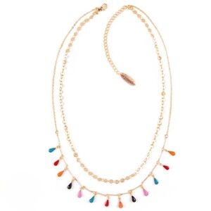 NEW Multi-Color Teardrop Layered Gold Necklace - Plunder